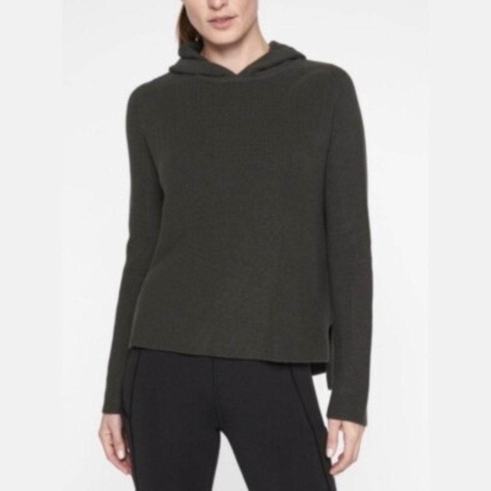 Athleta | Cotton Silk Blend Rest‎ Day Hoodie Knit Lounge Sweater in Grey